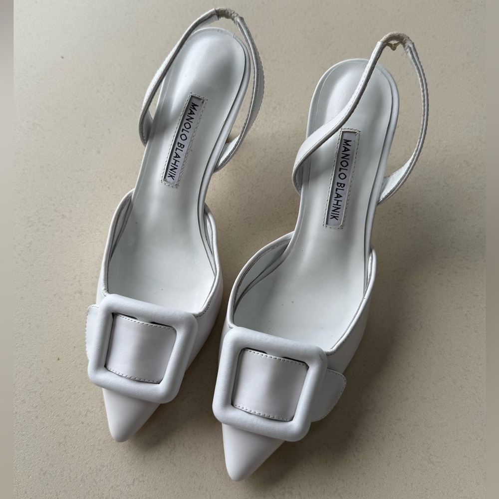 Manolo Blahnik White Stiletto Heels